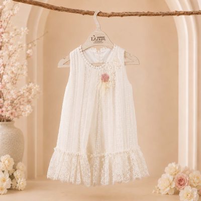 Βαπτιστικό φόρεμα Elekon Art εκρού Boho Style