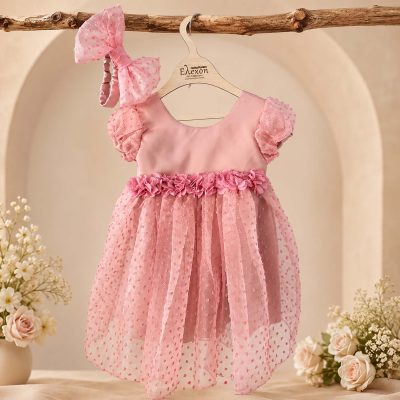 Βαπτιστικό φόρεμα Elekon Art τούλι dusty pink