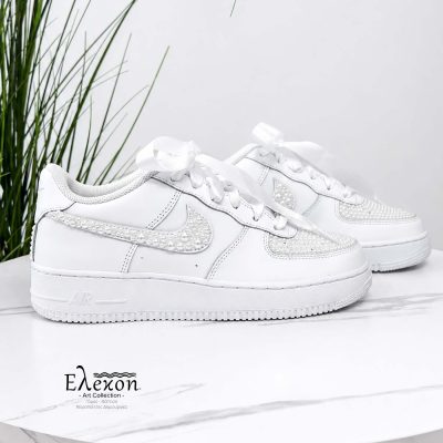 Bridal Sneaker Nike Air Force 1 με Πέρλες & Σατέν Κορδόνια
