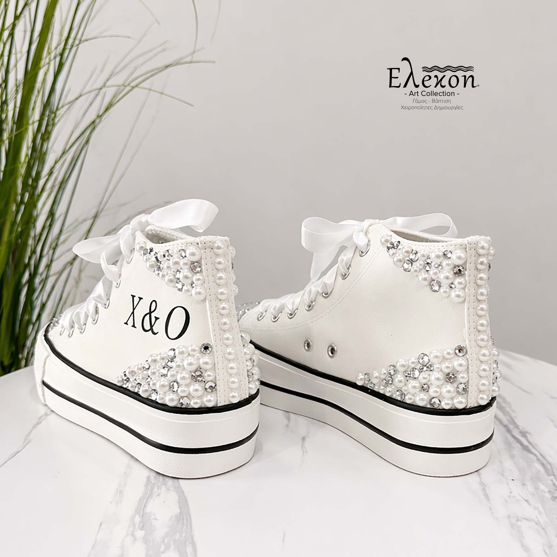 Custom Νυφικά Sneakers με Πέρλες & Αρχικά - Image 3