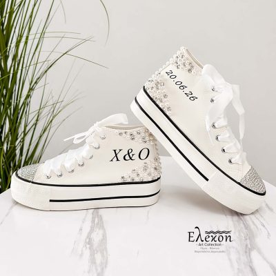 Custom Νυφικά Sneakers με Πέρλες & Αρχικά