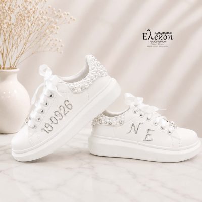 Νυφικά Sneakers με Στρας | Μονογράμματα & ημερομηνία