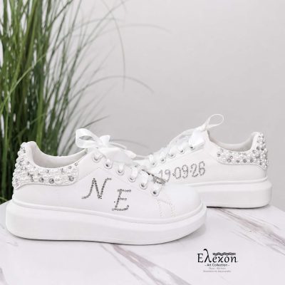 Νυφικά Sneakers με Στρας | Μονογράμματα & ημερομηνία