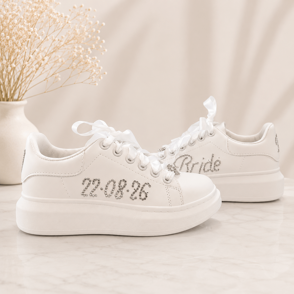 Νυφικά Sneakers με Στρας “Bride” , ημερομηνία και Αρχικά - Image 2