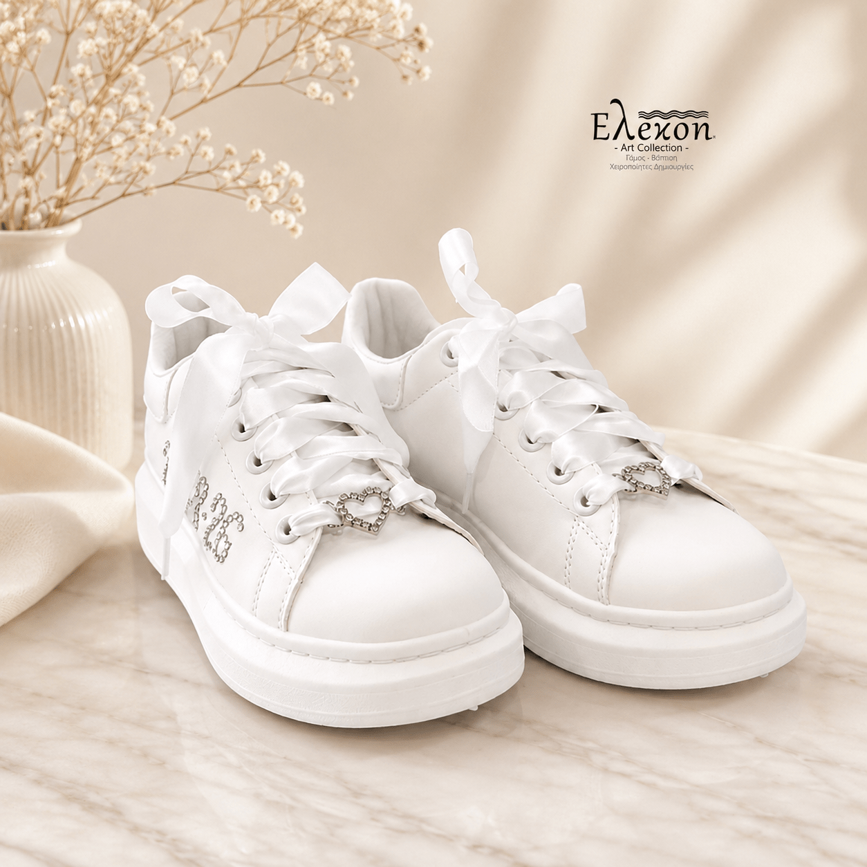 Νυφικά Sneakers με Στρας “Bride” , ημερομηνία και Αρχικά - Image 4