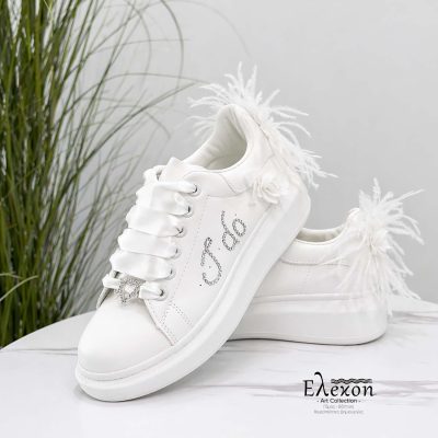 Νυφικά Sneakers με στρας και φτερό– I Do