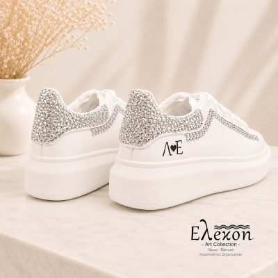 Νυφικά Sneakers με στρας και Σατέν Κορδόνια – Bride edition