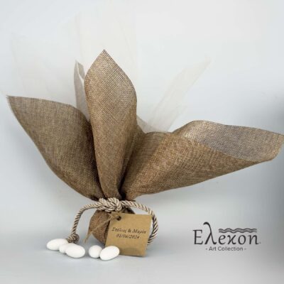 Μπομπονιέρα γάμου λινό μαντήλι | Boho style