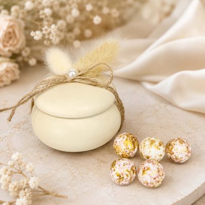 Μπομπονιέρα βάπτισης μπιζουτιέρα | Beige
