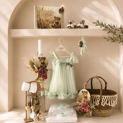 Ολοκληρωμένο πακέτο Βάπτισης για κορίτσι | Boho Teddy Bear