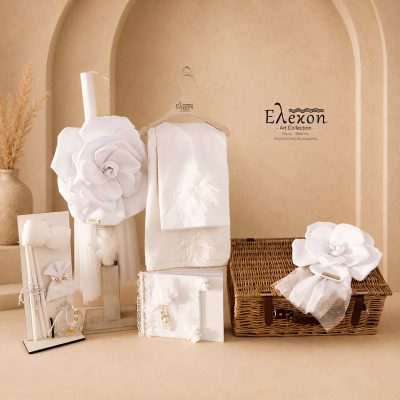 Σετ Βάπτισης για κορίτσι | White Handmade flower