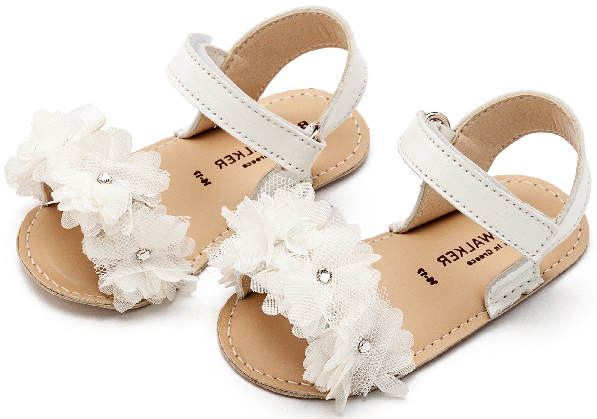 Πέδιλο με Chiffon Λουλούδια MI1633 λευκό - Image 3