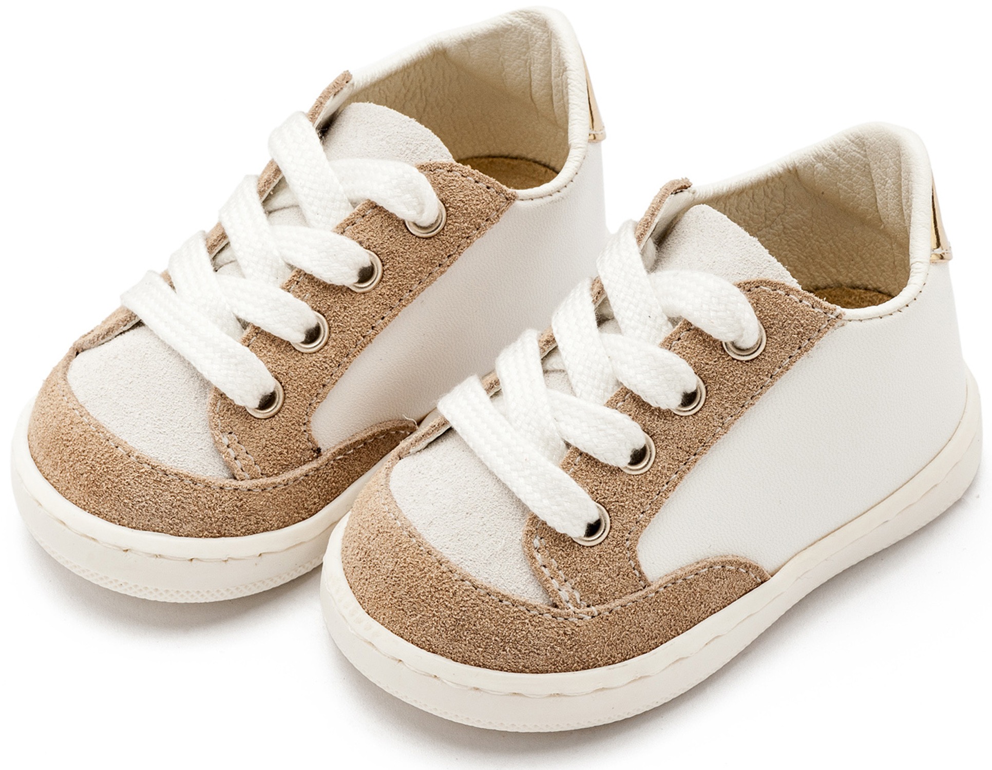 Δερμάτινο Δετό Sneakers PRΙ2120 Λευκό Μπεζ - Image 3