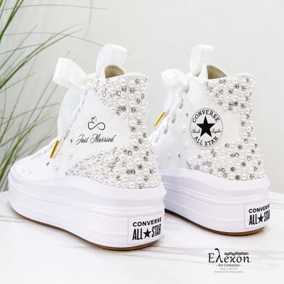 Νυφικά Converse All Star Chuck Taylor προσωποποιημένα | Strass & Pearl edition