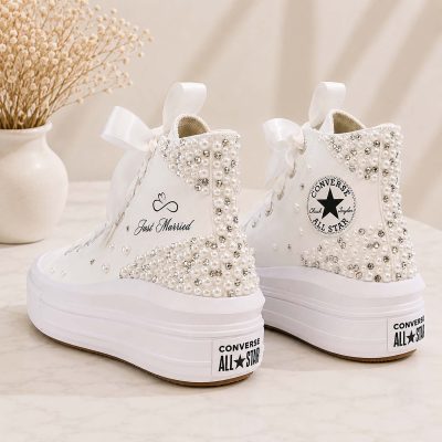 Νυφικά sneakers προσωποποιημένα | Chuck Taylor All Star Move Platform leather