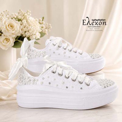 Νυφικά Converse All Star Chuck Taylor low | Strass & Pearl edition