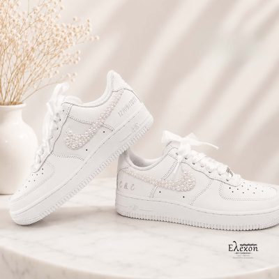 Bridal Sneaker Nike Air Force 1 με Πέρλες | Silver Edition