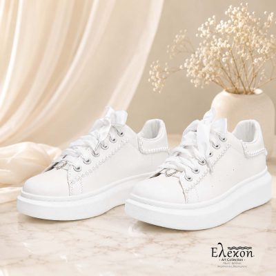 Λευκά custom sneakers για νύφη | Minimal Bride