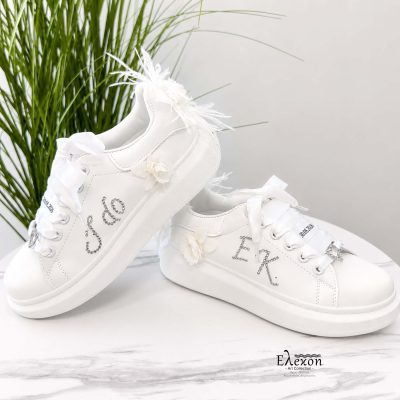 Νυφικά Sneakers με στρας και φτερό– I Do II
