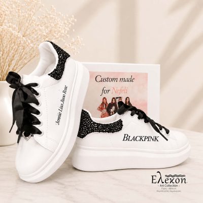 Custom White Sneakers “BLACKPINK” με  Στρας