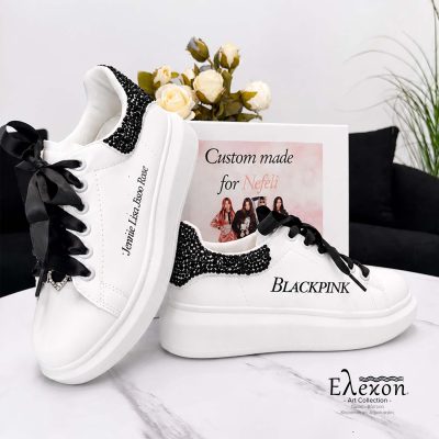 Custom White Sneakers “BLACKPINK” με Στρας