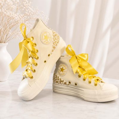 Νυφικά sneakers | Chuck Taylor All Star lift platform gold