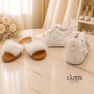 Bridal Set Feather I Do – Custom Sneakers & Σανδάλια με Φτερά