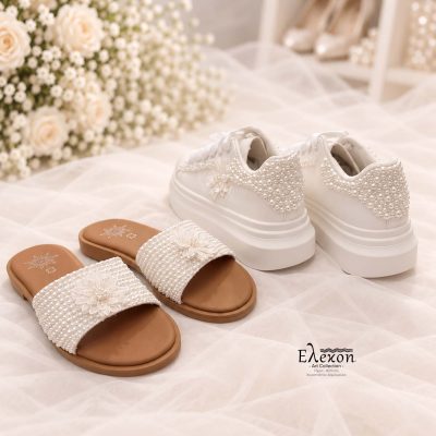 Bridal Set Pearl Blossom – Custom Sneakers & Σανδάλια με Πέρλες