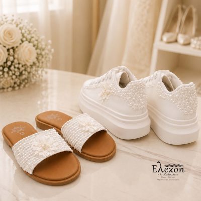 Bridal Set Pearl Blossom – Custom Sneakers & Σανδάλια με Πέρλες