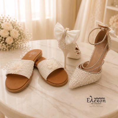 Bridal Set Pearl Charm – Νυφικές Γόβες & Flat Σανδάλια με Πέρλες