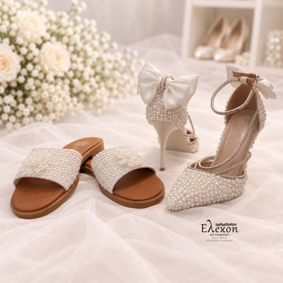 Bridal Set Pearl Charm – Νυφικές Γόβες & Flat Σανδάλια με Πέρλες