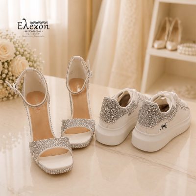 Bridal Set Crystal Love – Custom Sneakers & Πέδιλα με Strass