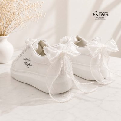Bow luxe | Bridal Sneakers με εκτύπωση και φιόγκο