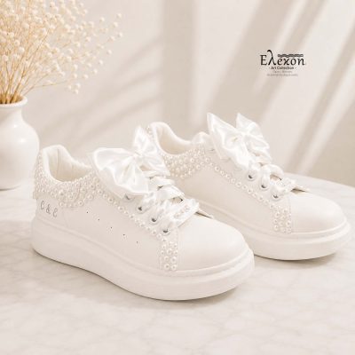 Pearl & Bow | Bridal Sneakers με Πέρλες και φιόγκο
