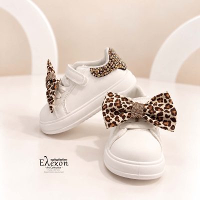 Leopard Glam | Παιδικά Custom Sneakers με Λεοπάρ Φιόγκους